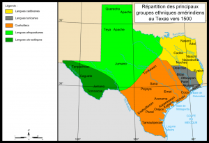 Distribution of the main Native-American groups in Texas in the early 1500s