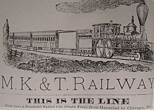 an illustration of Missouri-Kansas-Texas Railroad (the "Katy”), which was the first railroad to enter Texas from the north