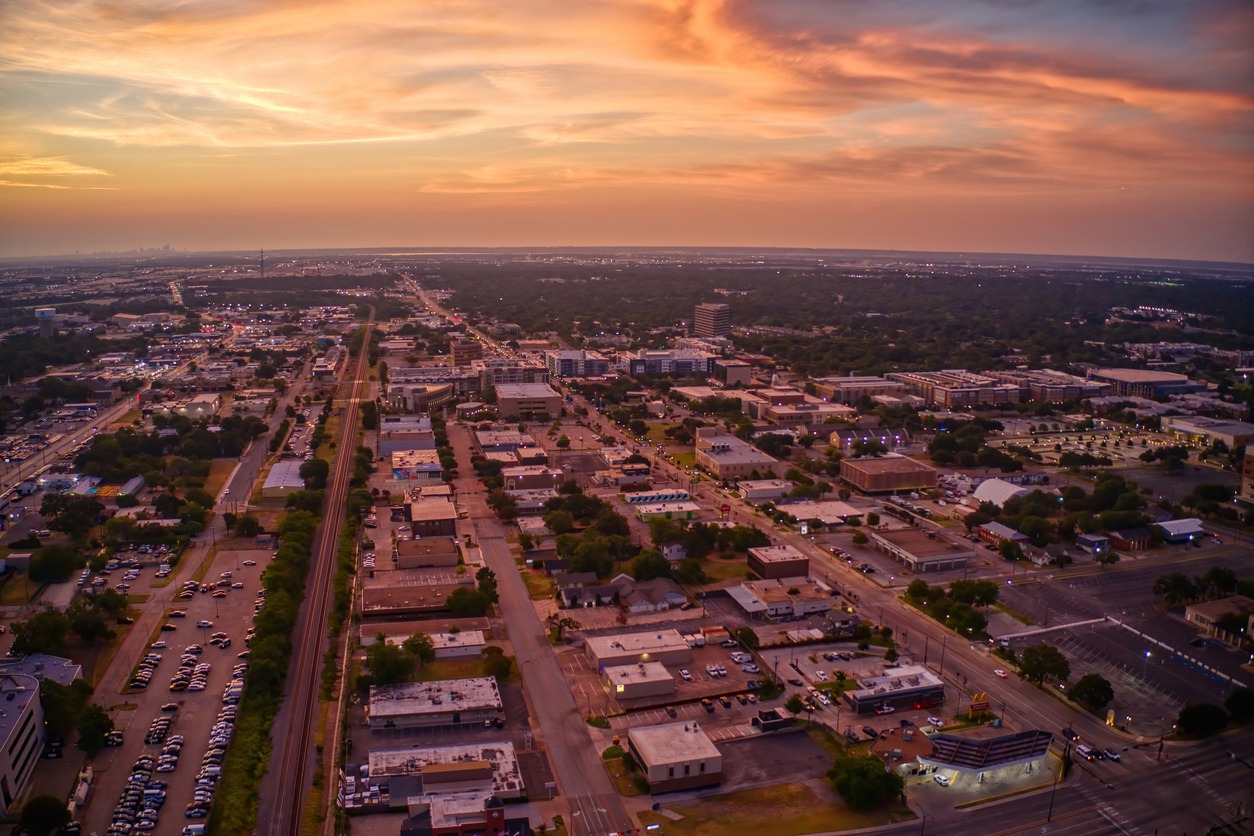 aerial view of Arlington, Texas