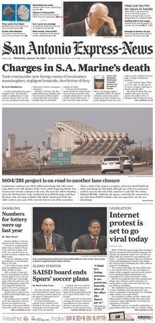 San Antonio Express Front Page January 18,2012