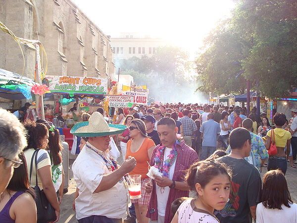 A bustling crowd at Fiesta San Antonio