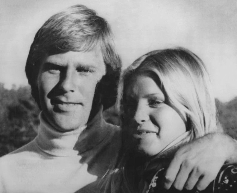 Ben Crenshaw and his wife after winning the 1976 Crosby National Pro-Am