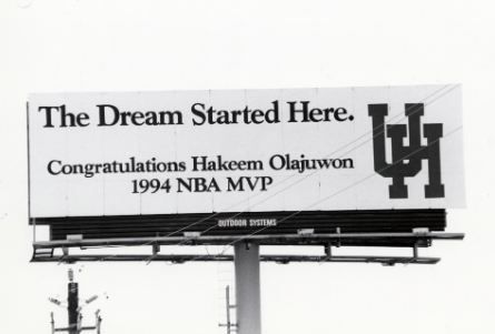 University of Houston’s Congratulatory Billboard to Olujuwons’ MVP Win