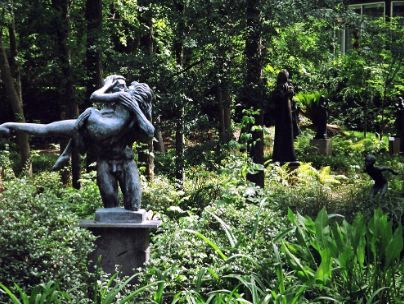 The centerpiece of the Umlauf Sculpture Garden, a piece titled “The Kiss”.
