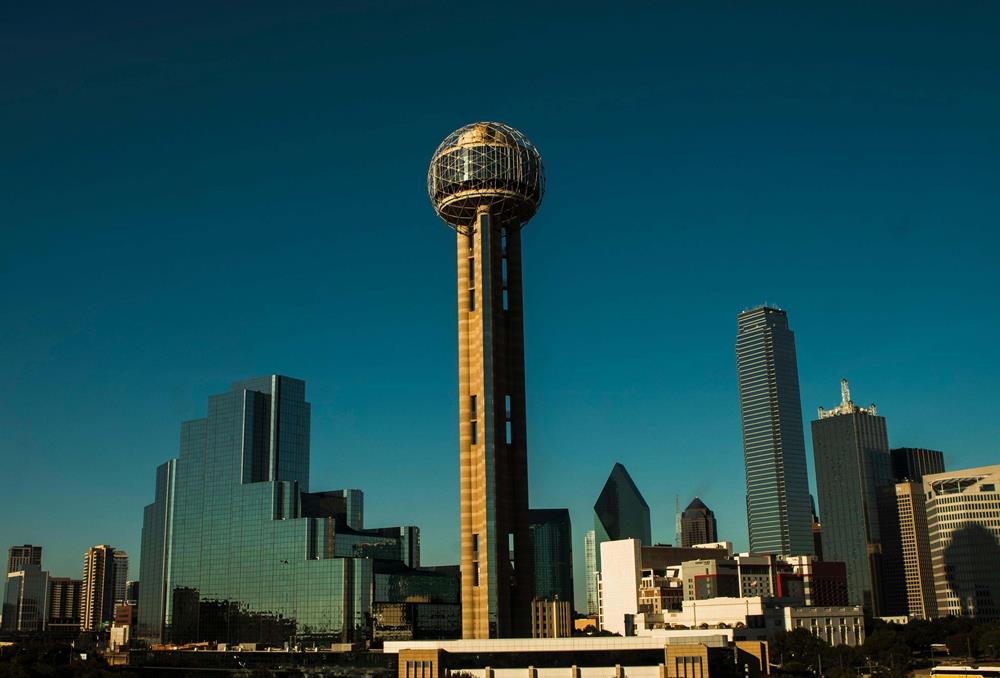 Reunion Tower and the Dallas skyline