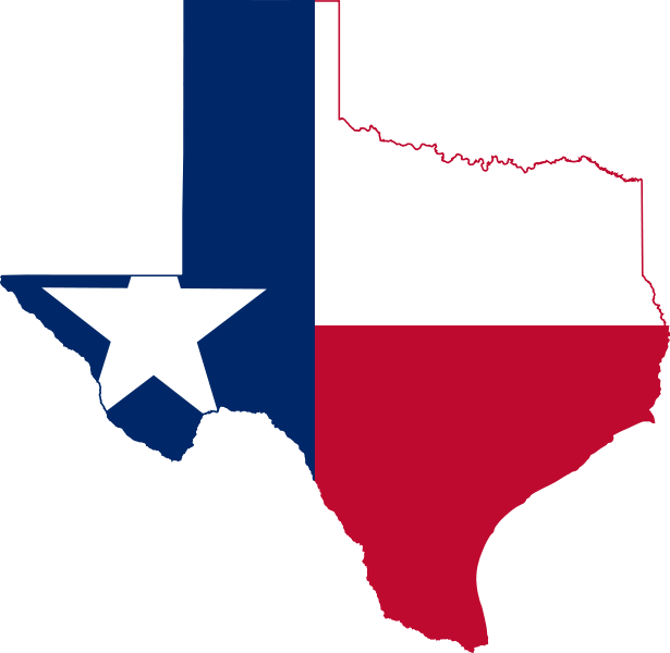 A flag map of Texas