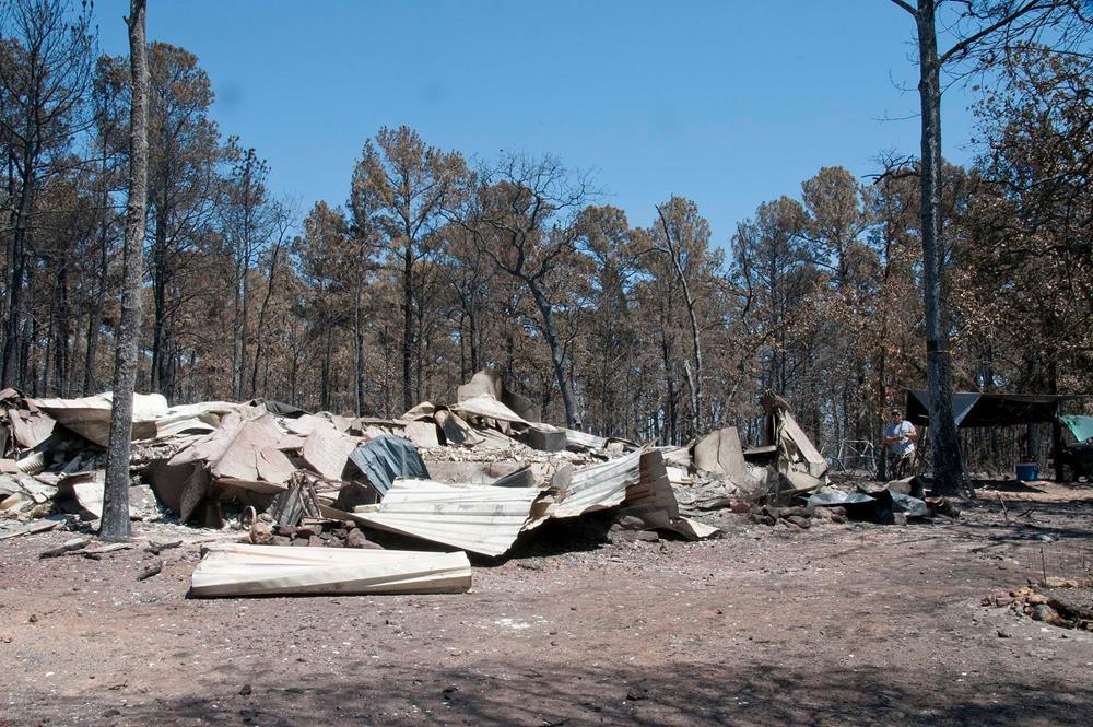 A home destroyed by Bastrop County complex fire