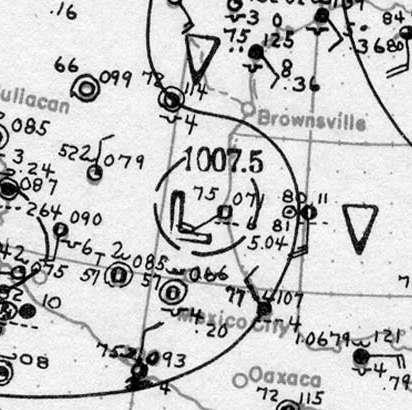 Surface weather analysis of the second hurricane of the 1921 Atlantic hurricane season on September 7, 1921