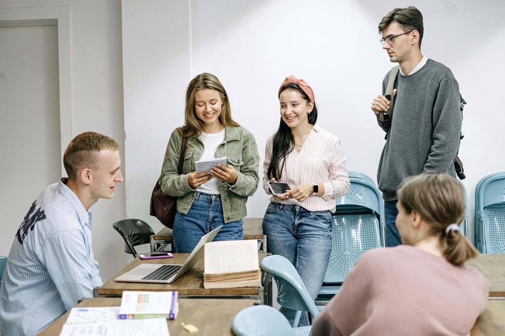 A group of students studying together