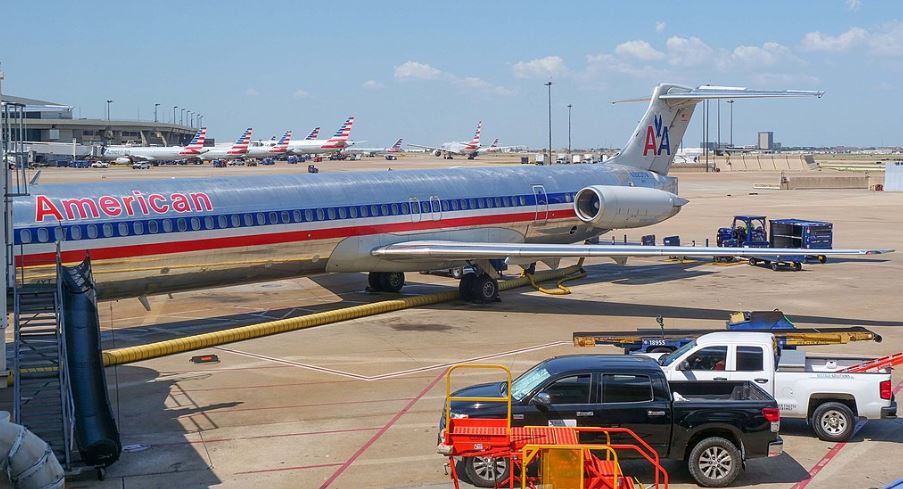 American Airlines aircraft parked outside the airport
