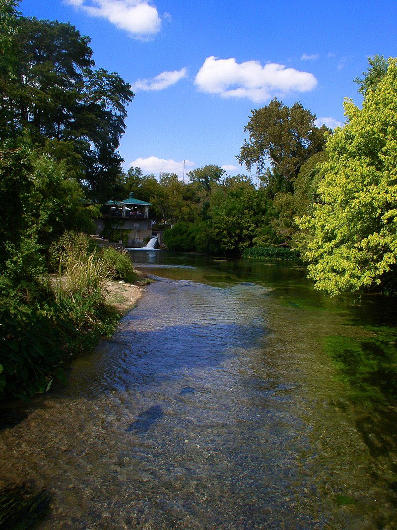 downstream from the headwaters of the San Marcos River