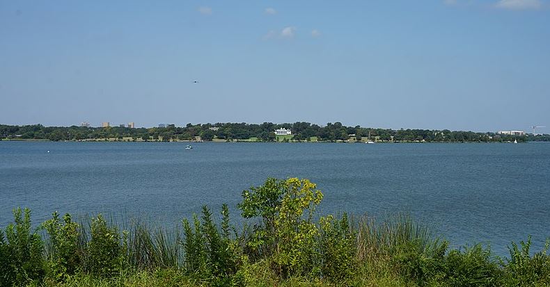 the White Rock Lake as viewed from the Dallas Arboretum and Botanical Garden