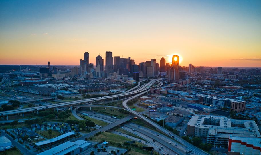 landscape of Dallas at sunset