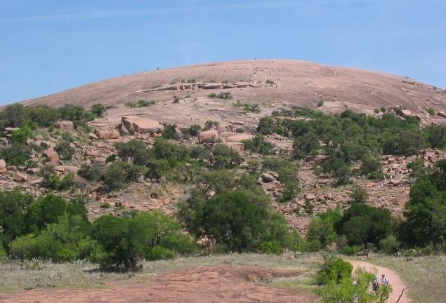 the Enchanted Rock as viewed from the trail leading to the summit