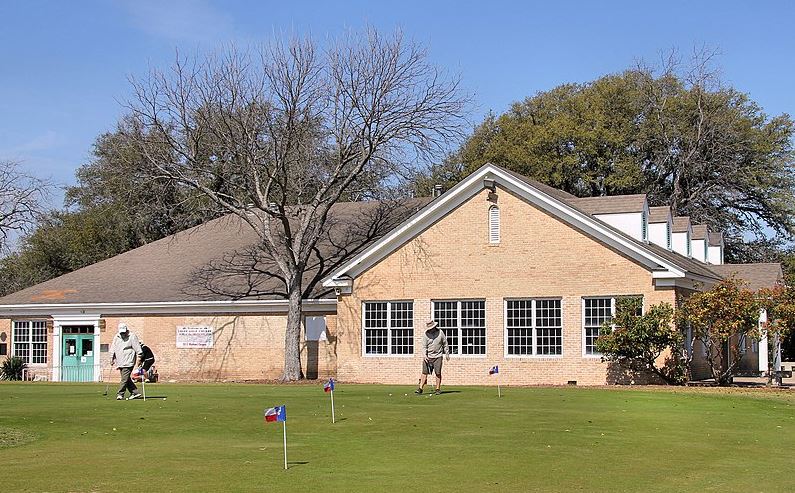 the Lions Municipal Golf Course clubhouse and putting green