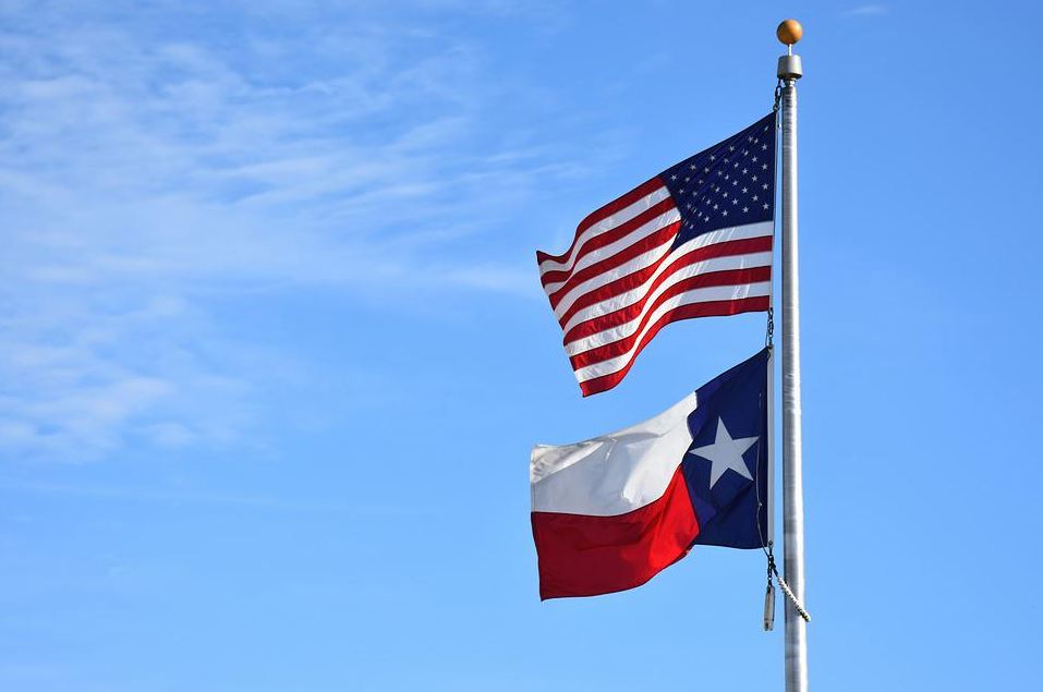 the flag of the United States and Texas