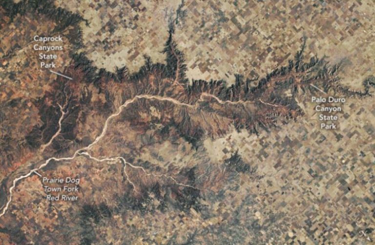 An aerial view of Palo Duro Canyon