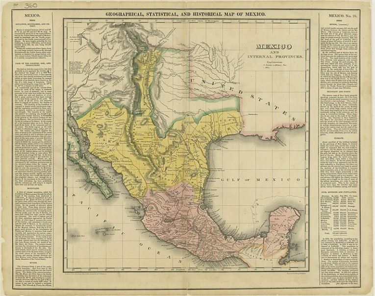 Mexico and its interior provinces in 1822, including the province of Texas