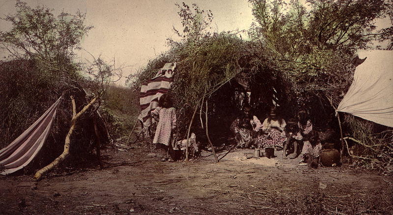 View of a Native American Apache camp