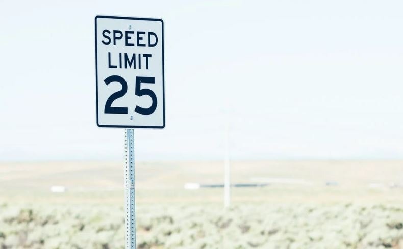 a 25 speed limit sign on the road