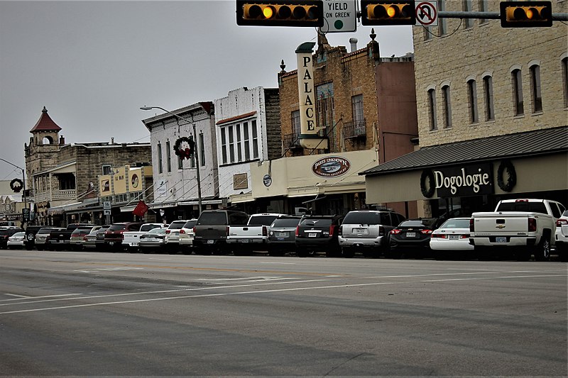 downtown shops, cars, at Fredericksburg