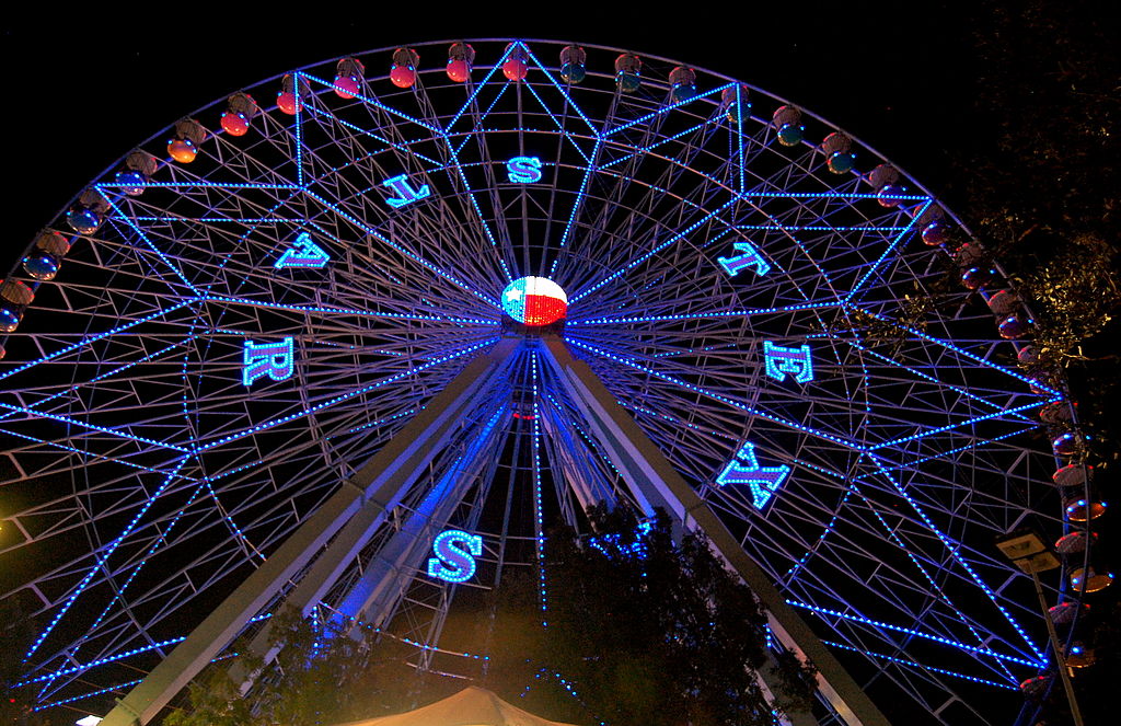 the Texas Star Ferris wheel at night