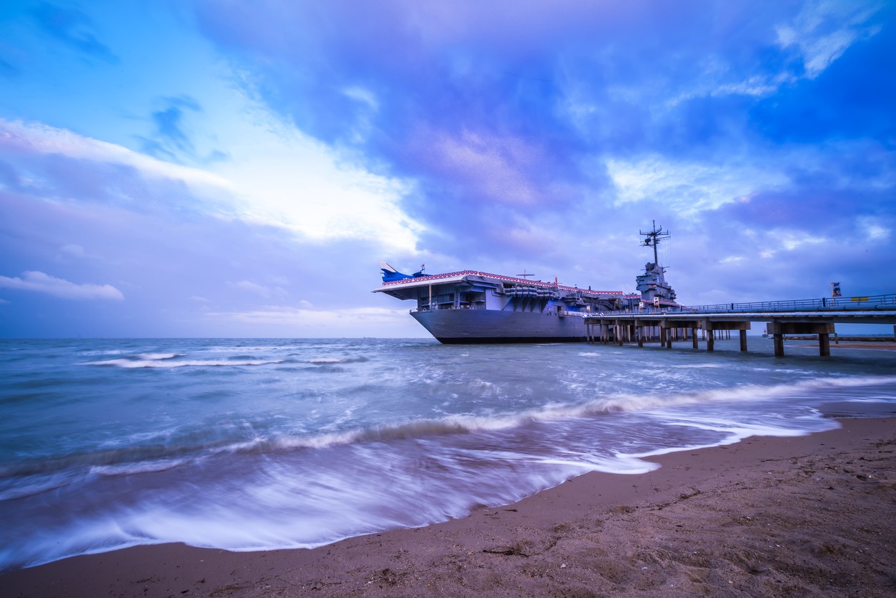 Aircraft carrier USS Lexington docked in Corpus Christi