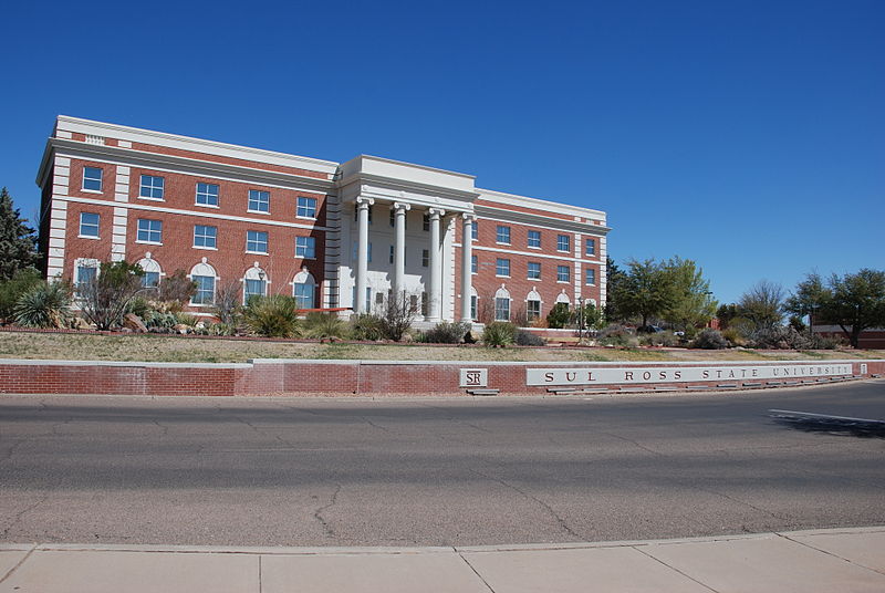 outside the Sul Ross State University in Alpine, Texas