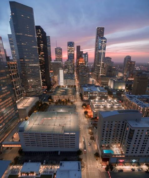 An-aerial-view-of-Houston-skyscrapers