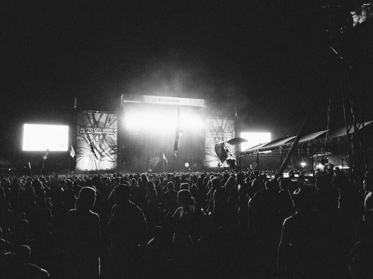Austin, Zilker Park, United States, HD grey wallpapers, Austin City Limits, ACL, lighting, crowd, spotlight, stage, town, building, urban, downtown, concert