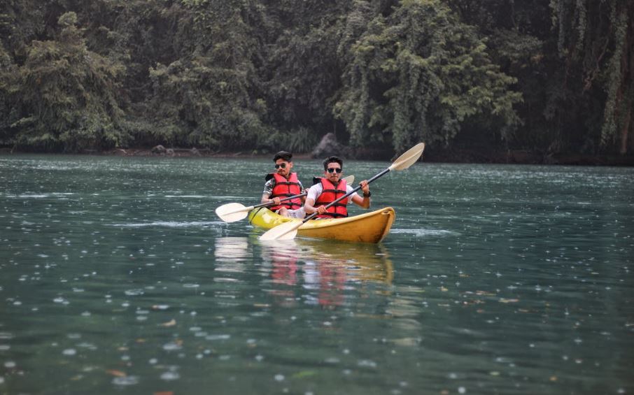 Kayaking is a water activity that can improve cardiovascular fitness