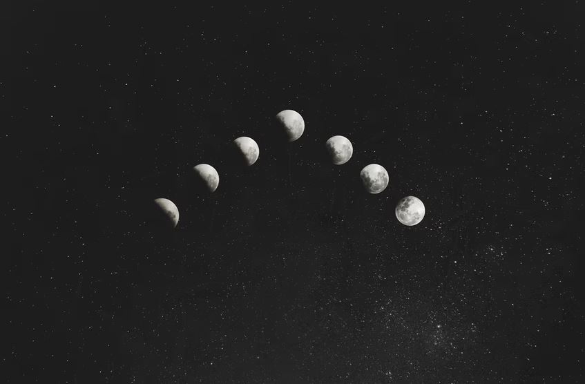 Photo showing the phases of the Moon