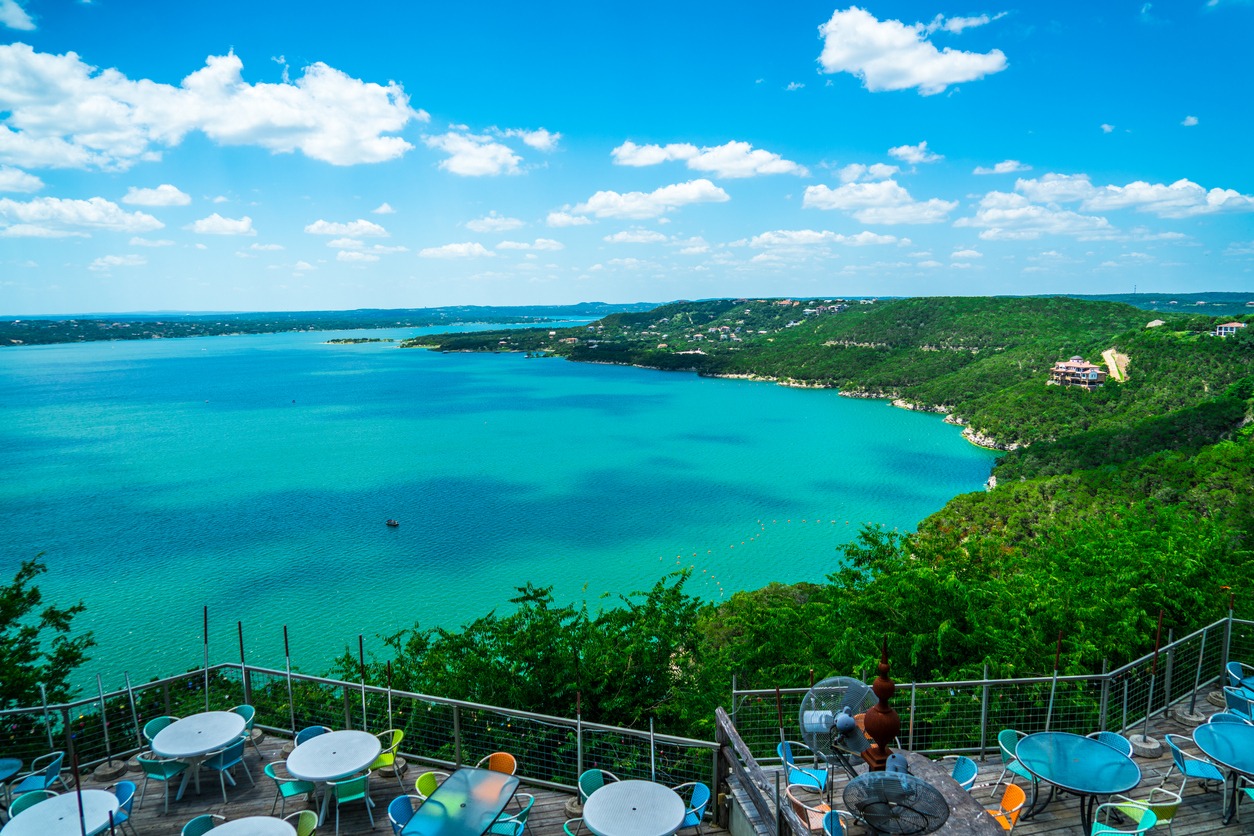 Lake Travis summer views over gorgeous Texas hill country