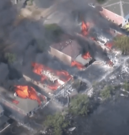 Houses destroyed by Wildfire in Dallas, Texas