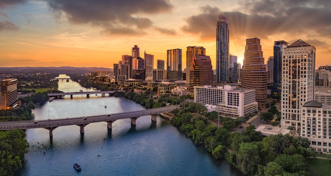 Downtown Austin, Texas, with capital and riverfront