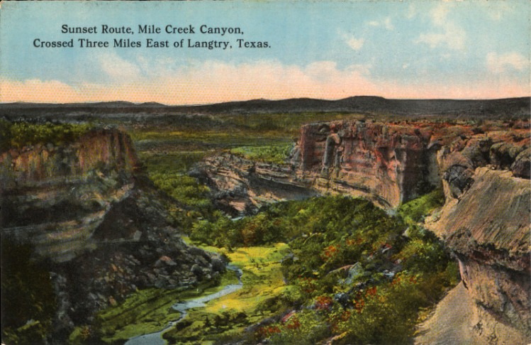 Postcard depiction of Mile Canyon