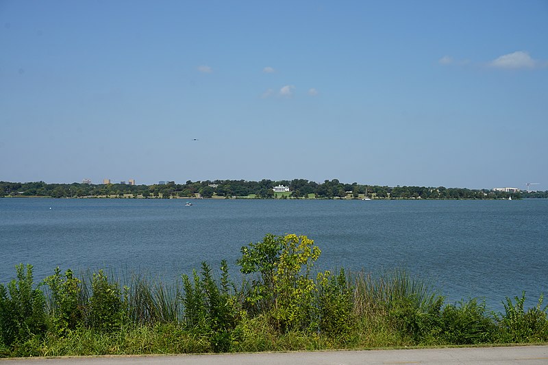 White Rock Lake as viewed from the Dallas Arboretum and Botanical Garden in Dallas, Texas