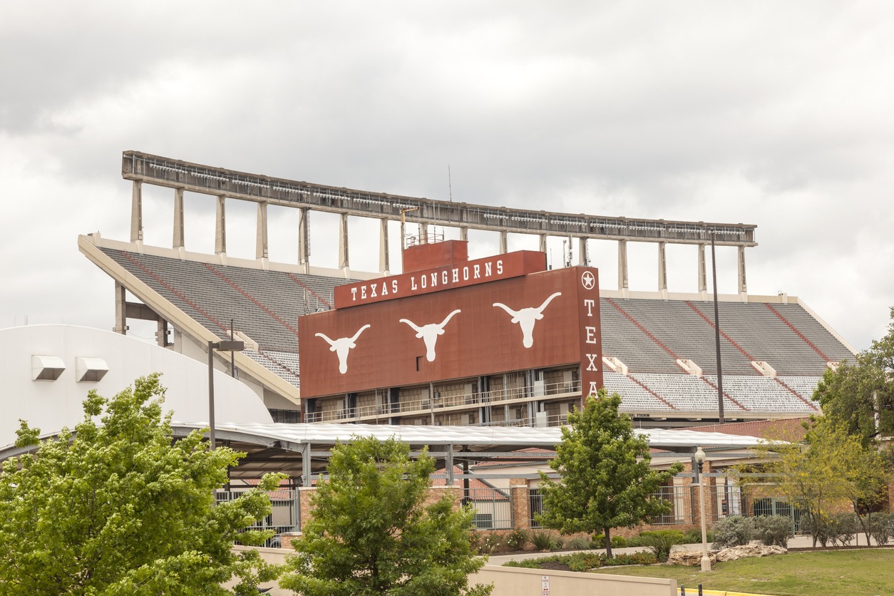 a football stadium at the University of Texas in Austin