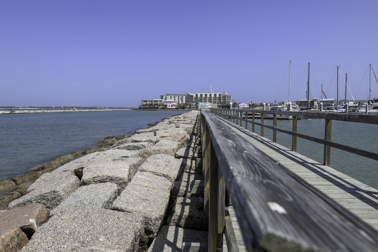 a rock formation along the sea in Port Aransas