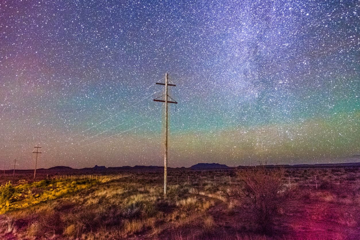 long exposure photograph taken from Marfa, Texas Observatory on the edge of Highway 90