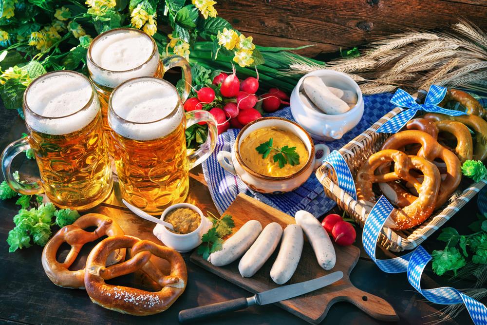 German food and drinks on a table