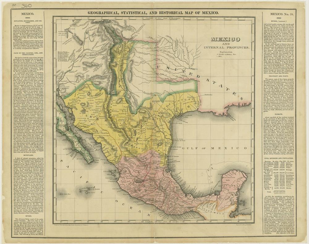 Mexico and its interior provinces in 1822, including the province of Texas