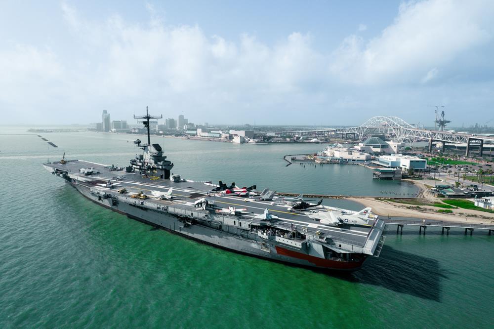 Aerial view of the USS Lexington Museum