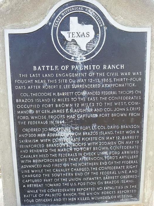 Battle of Palmito Ranch Texas historical marker