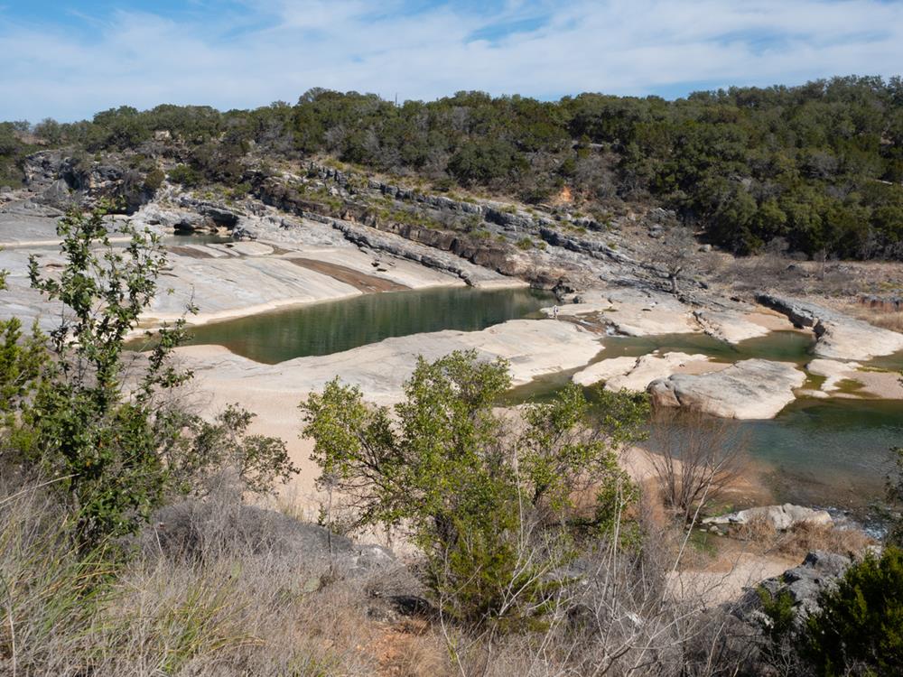 Pedernales Falls with limestone formations in Pedernales Falls State Park