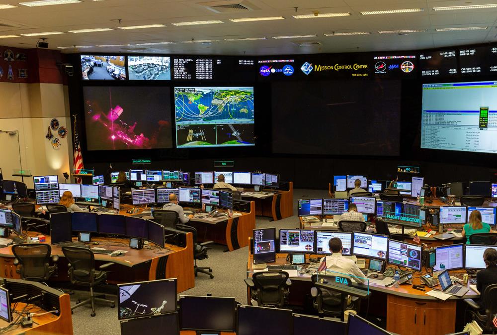 The Mission Control Center at the Johnson Space Center