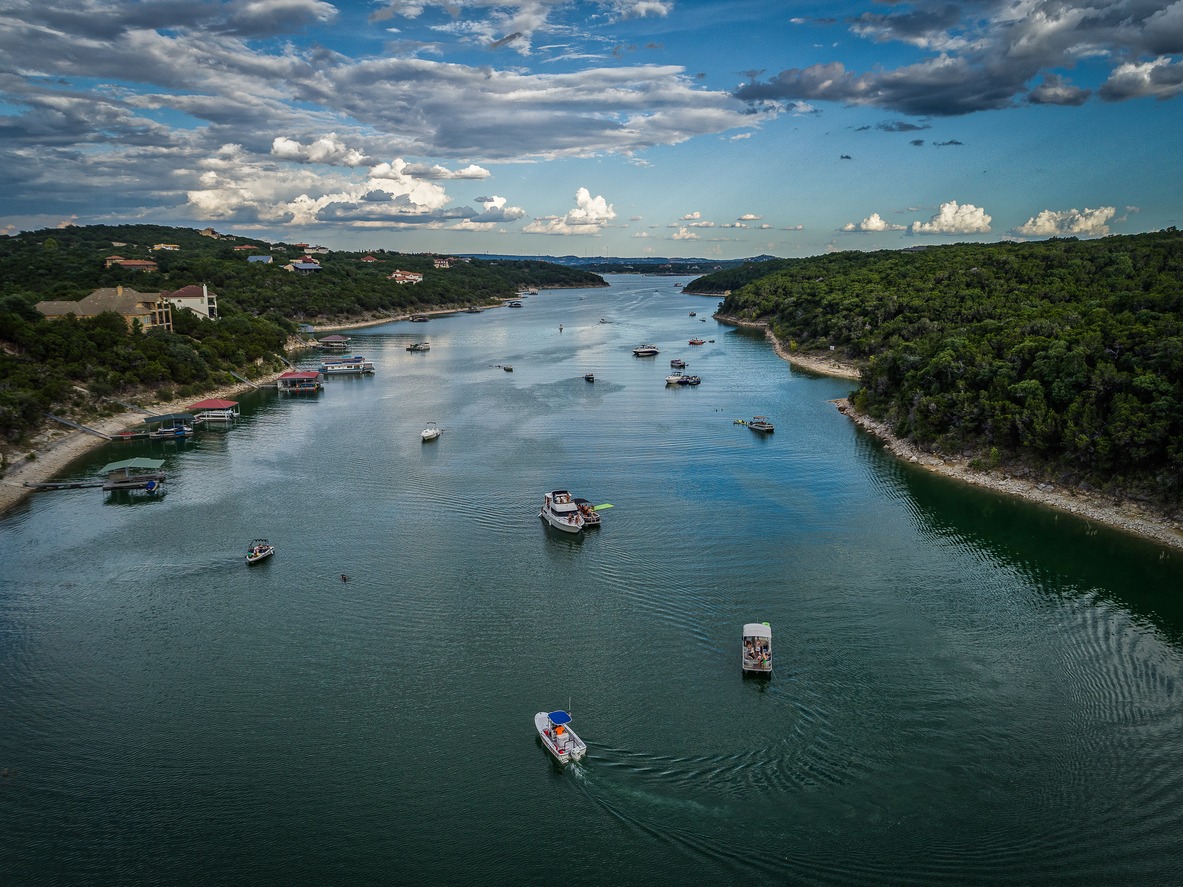 Boats on Lake Travis in Austin, Texas