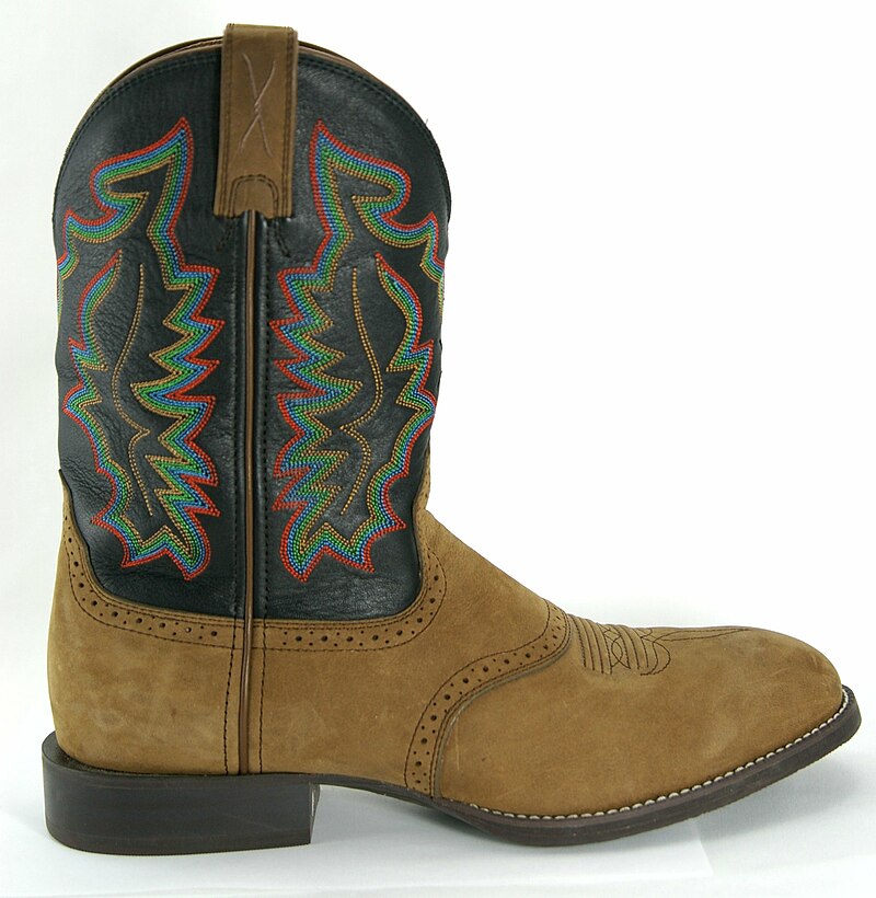 A roper-style cowboy boot has a low
