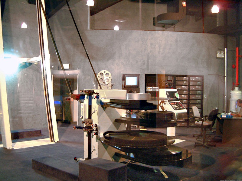 Interior of the former IMAX Dome control room at Omni-Theatre