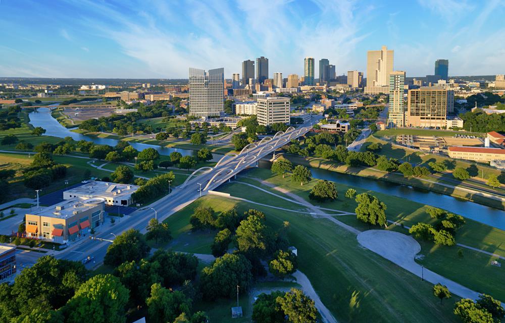 Aerial view of downtown Fort Worth, Texas